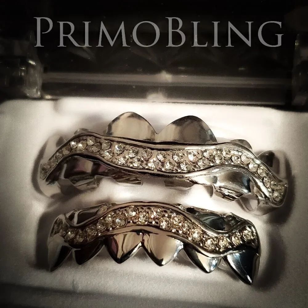 Silver Plated Wavy Hip Hop Grillz Set